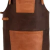 Buff Leather Apron with Cross Back Straps