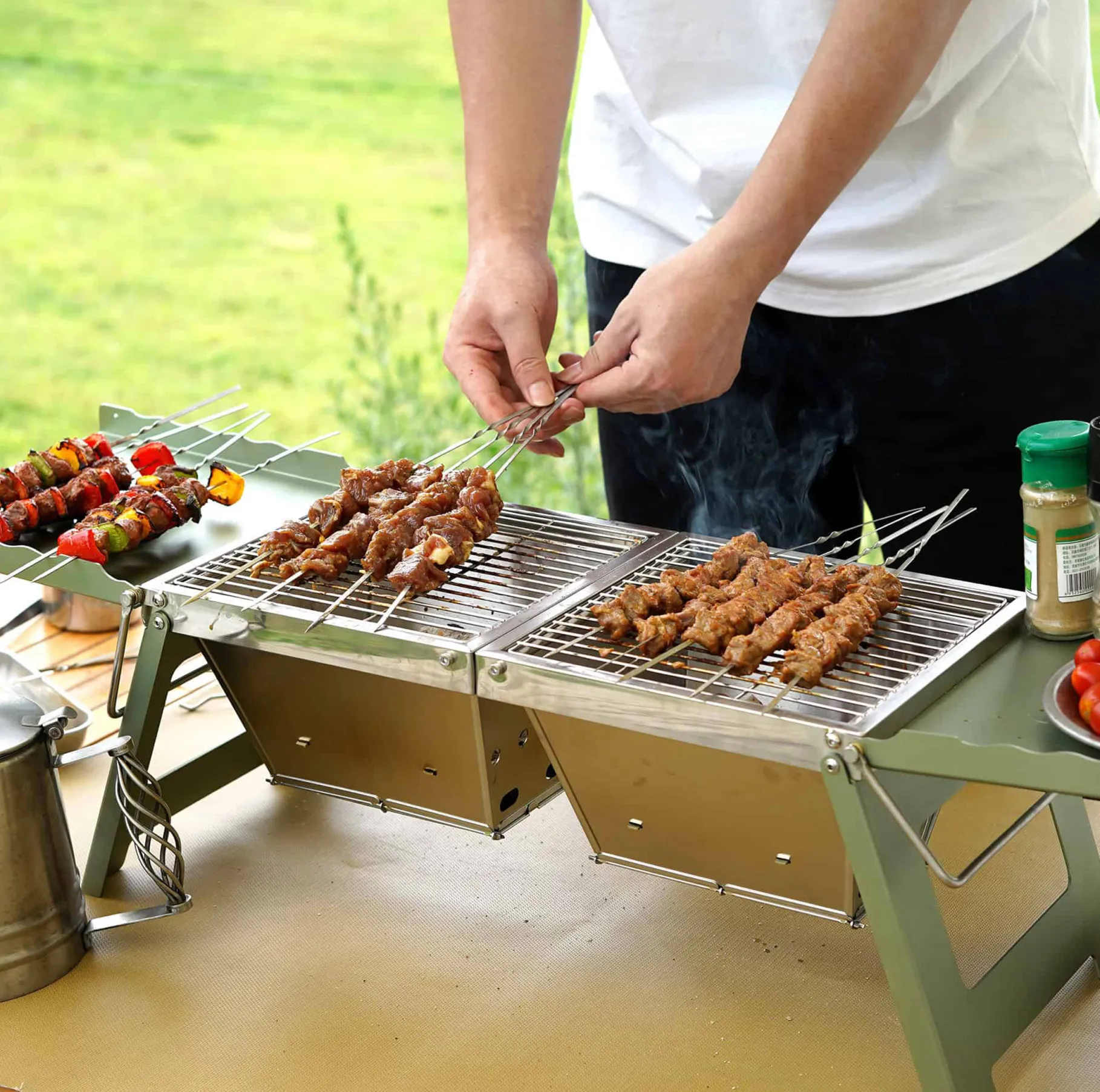 Fastfold Camp Table Charcoal BBQ Grill