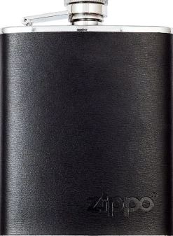 Leather Wrapped Hip Flask, 177 ml Lommelærke med Læderomslag