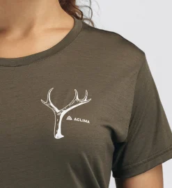 LightWool Tee Antler Print Dame