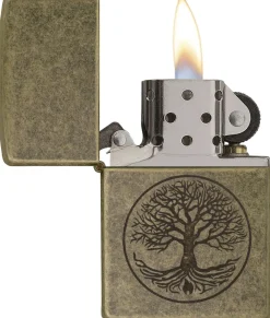 Tree of Life Antique Brass Lighter