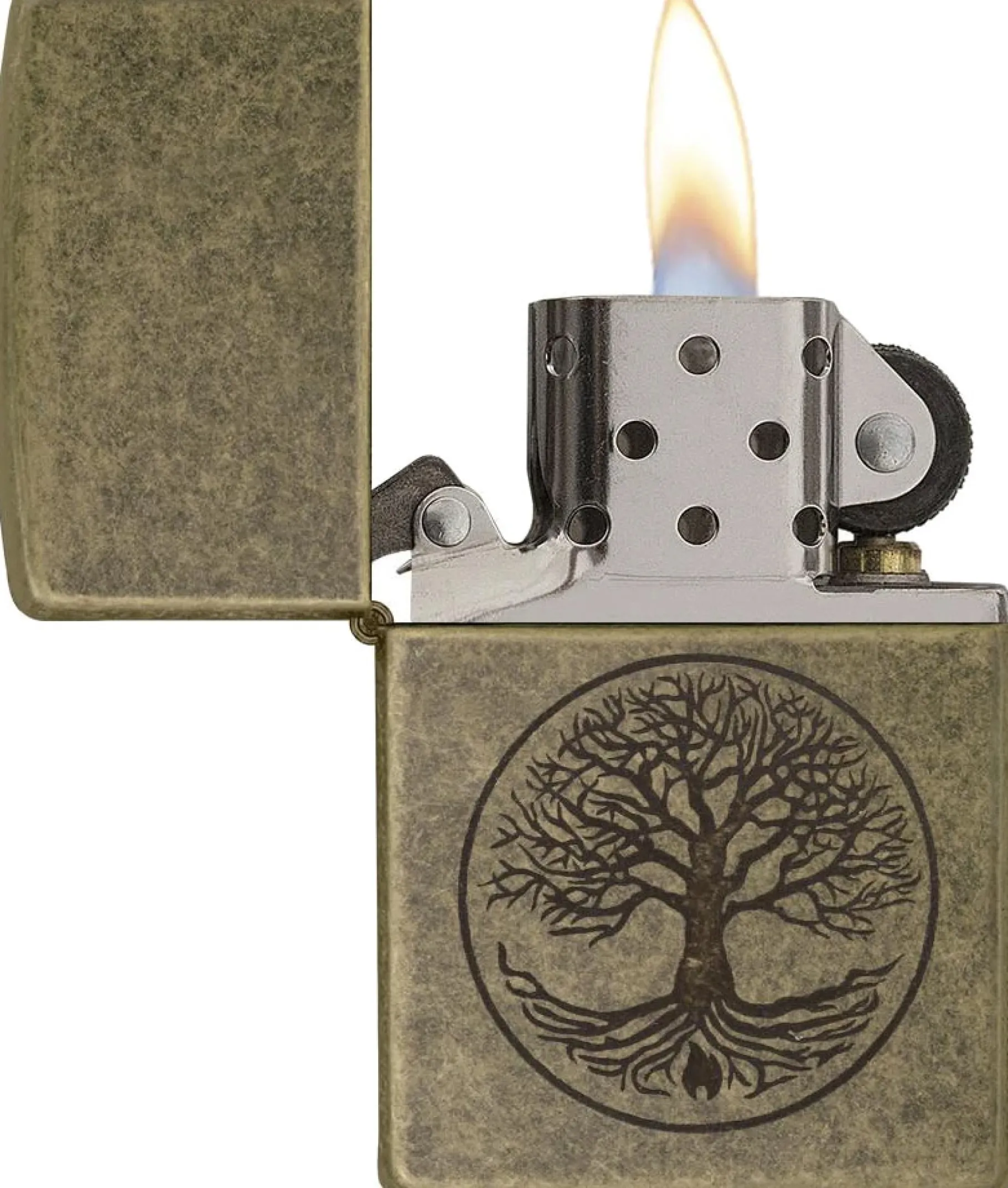 Tree of Life Antique Brass Lighter