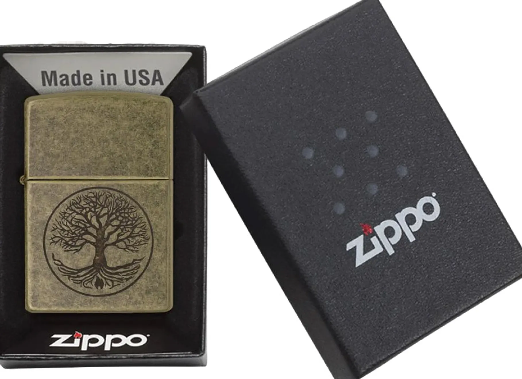 Tree of Life Antique Brass Lighter